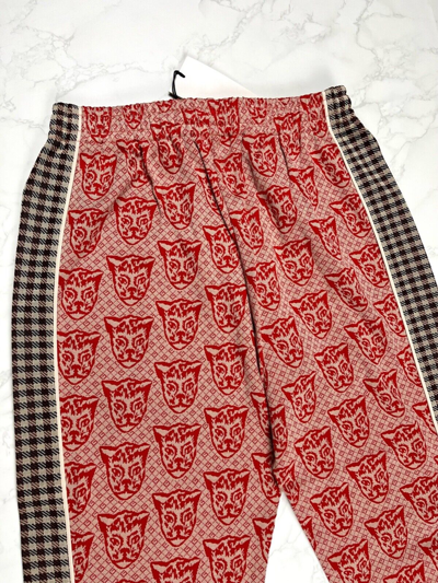 Pre-owned Gucci ?70% Off? [sale]  Houndstooth Cat Print Track Pants Sz. Us30 In Orange