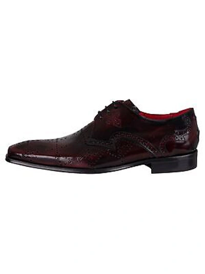 Pre-owned Jeffery West Men's Derby Brogue Polished Leather Shoes, Red