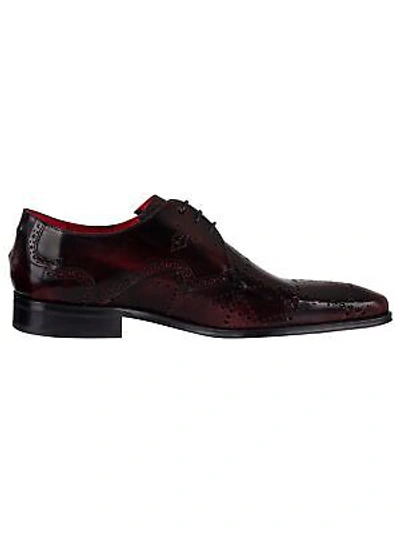 Pre-owned Jeffery West Men's Derby Brogue Polished Leather Shoes, Red