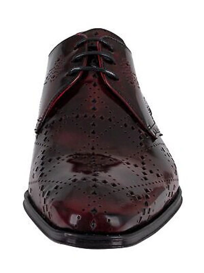 JEFFERY WEST Pre-owned Men's Derby Brogue Polished Leather Shoes, Red