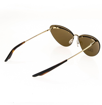 Pre-owned Dior Christian  Ette Ette Brown Gold Cat Rimless Paris Brow Retro Sunglasses In J5gyj