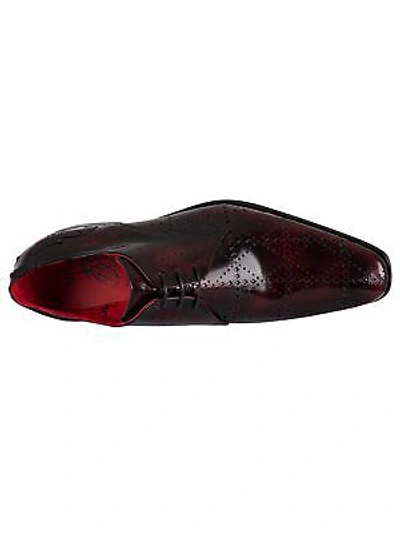 Pre-owned Jeffery West Men's Derby Brogue Polished Leather Shoes, Red