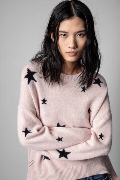 Pre-owned Zadig & Voltaire $478  Markus Star Cashmere Sweater Pullover Jumper Size S In Pink