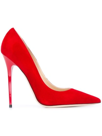 Jimmy Choo Anouk Blackberry Suede Pointy Toe Pumps In Red