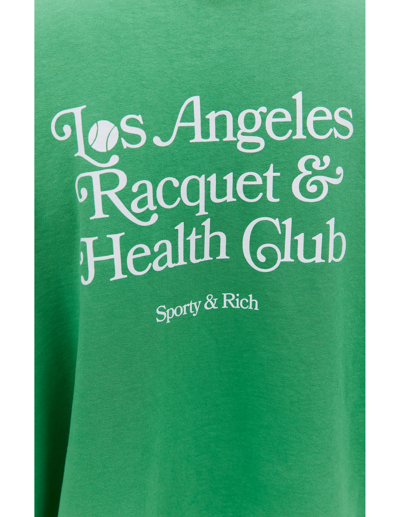 Shop Sporty And Rich Green 'la Racquet' Sweatshirt