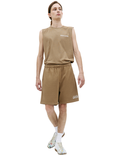 Shop Sporty And Rich 'health Club' Printed Shorts In Brown