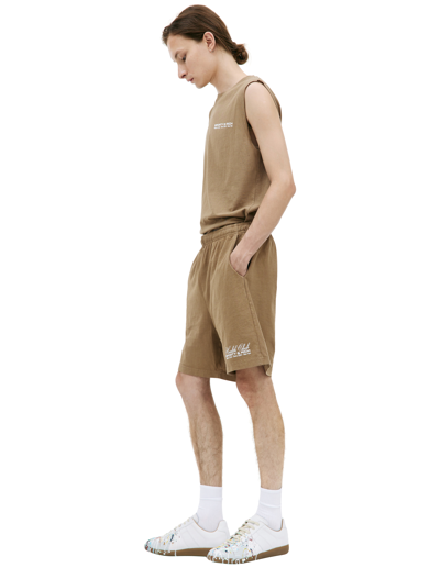 Shop Sporty And Rich 'health Club' Printed Shorts In Brown