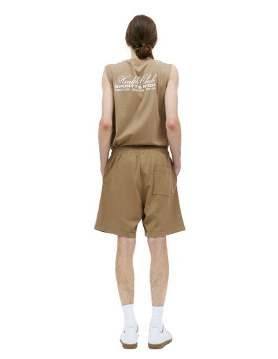 Shop Sporty And Rich 'health Club' Printed Shorts In Brown