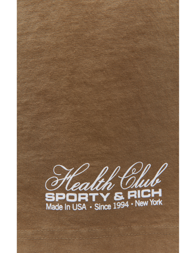 Shop Sporty And Rich 'health Club' Printed Shorts In Brown