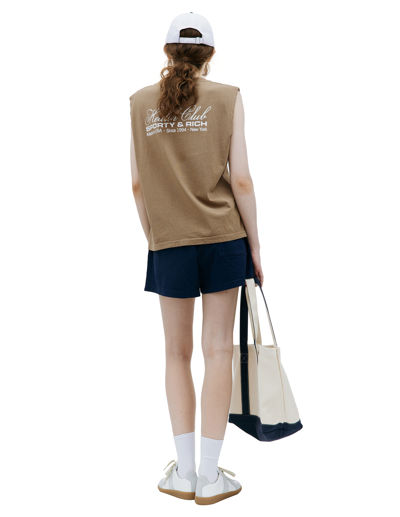 Shop Sporty And Rich 'health Club' Printed Tank Top In Brown