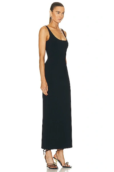 Shop Bottega Veneta Compact Viscose Long Dress In Black