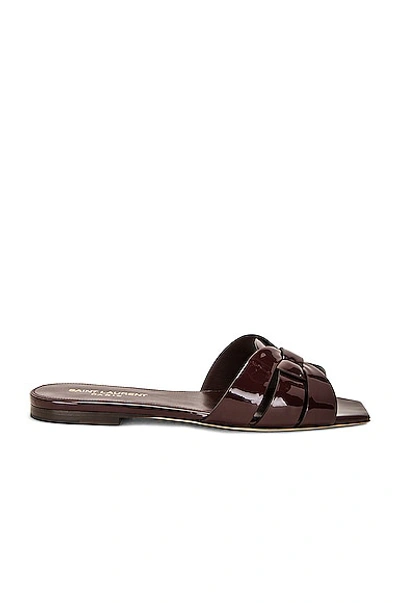 Shop Saint Laurent Tribute Flat Sandal In Barolo