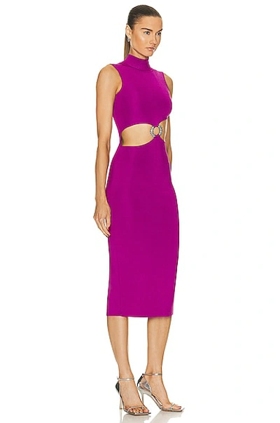 Shop Roberto Cavalli Cut Out Turtleneck Dress In Purple