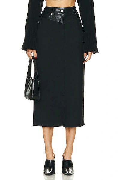 Shop Helmut Lang Garter Midi Skirt In Black
