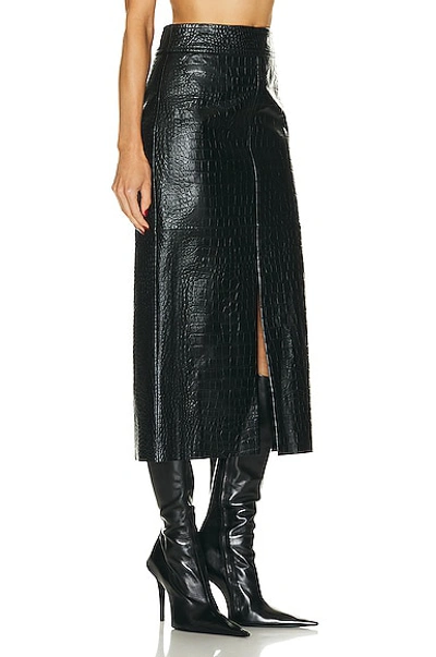 Shop Helmut Lang Leather Midi Skirt In Black