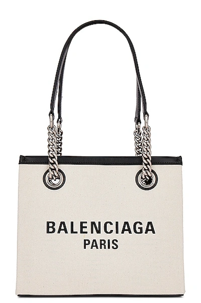 Shop Balenciaga Duty Free Small Tote Bag In Naturel