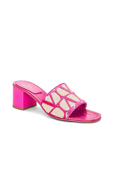 Shop Valentino Iconographe Slide Mule In Naturale & Pink
