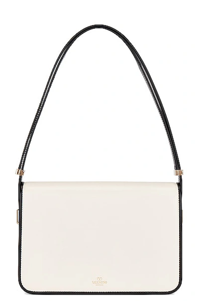 Shop Valentino Letter Shoulder Bag In Ivory & Nero