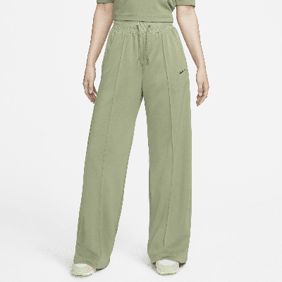 Shop Nike Women's  Sportswear Essential High-waisted Wide-leg Pants In Green