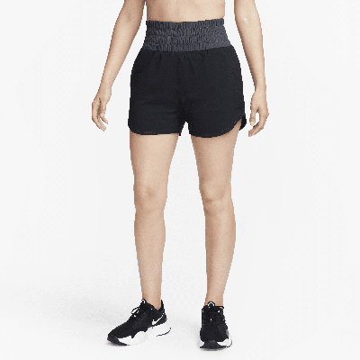 Shop Nike Women's One Se Dri-fit Ultra-high-waisted 3" Brief-lined Shorts In Black