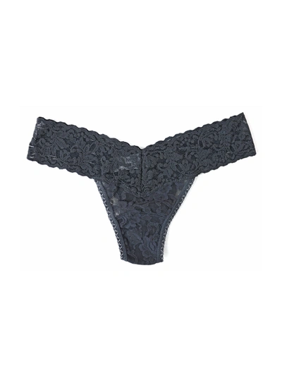 Shop Hanky Panky Petite Size Signature Lace Low Rise Thong Granite Grey