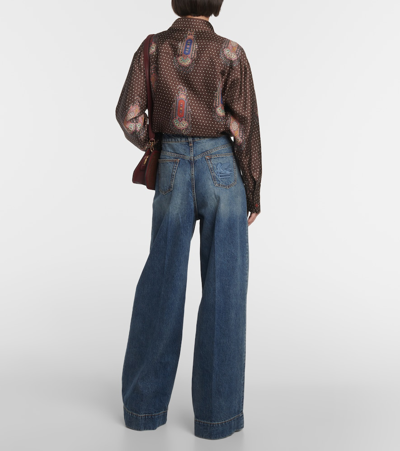 Shop Etro High-rise Wide-leg Jeans In Blue