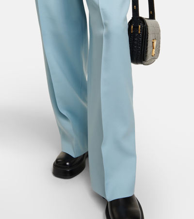 Ami Alexandre Mattiussi High-rise Wide-leg Wool Pants In Blue