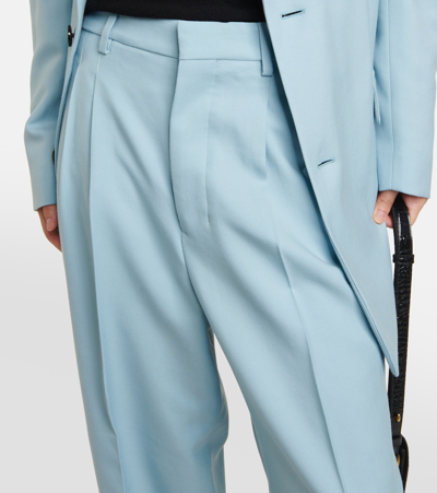 Ami Alexandre Mattiussi High-rise Wide-leg Wool Pants In Blue
