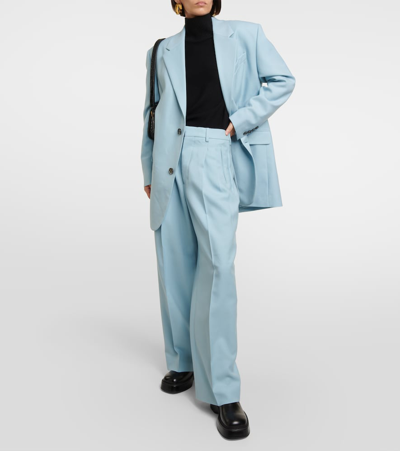 Ami Alexandre Mattiussi High-rise Wide-leg Wool Pants In Blue