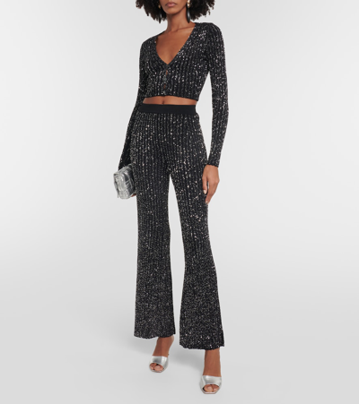 Missoni V-neck Paillette Rib Crop Cardigan In Black