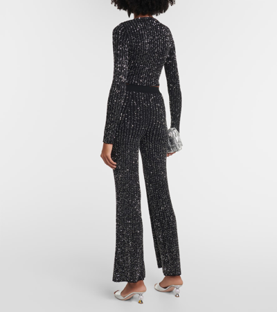 Missoni V-neck Paillette Rib Crop Cardigan In Black