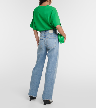 Shop Agolde Harper Mid-rise Straight Jeans In Blue