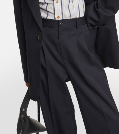 Nili Lotan Flavie Virgin Wool Wide-leg Pants In Blue
