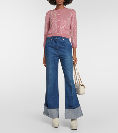 Shop Gucci High-rise Flared Jeans In Blue
