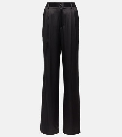 Shop Nili Lotan Flavie Silk Wide-leg Pants In Black