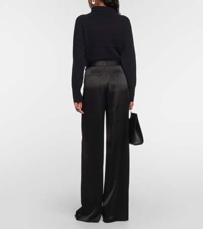 Shop Nili Lotan Flavie Silk Wide-leg Pants In Black