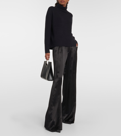 Shop Nili Lotan Flavie Silk Wide-leg Pants In Black