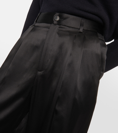 Shop Nili Lotan Flavie Silk Wide-leg Pants In Black