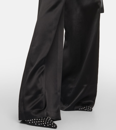 Shop Nili Lotan Flavie Silk Wide-leg Pants In Black