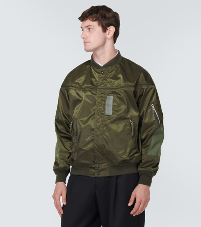 Comme Des Garçons Homme Deux Nylon Bomber Jacket In Green