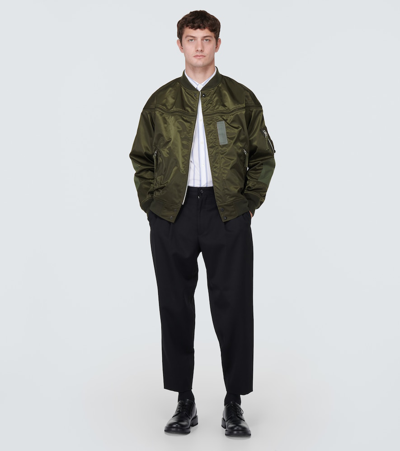 Comme Des Garçons Homme Deux Nylon Bomber Jacket In Green