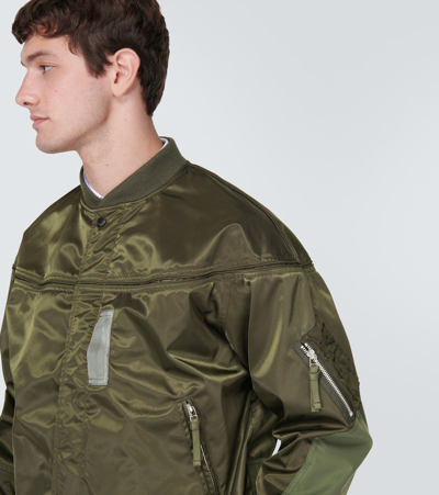 Comme Des Garçons Homme Deux Nylon Bomber Jacket In Green