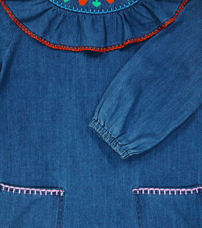 Shop Stella Mccartney Embroidered Denim Dress In Blue