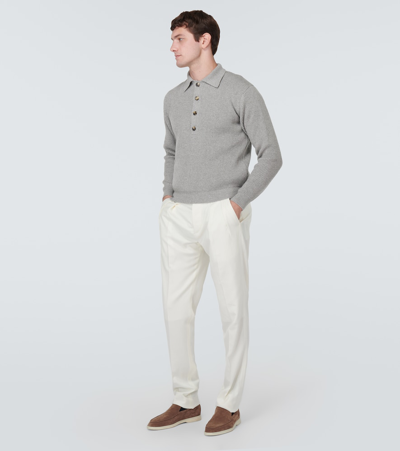 Shop Loro Piana Leth Cashmere Polo Sweater In Grey