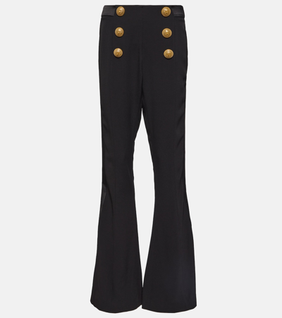 Shop Balmain Low-rise Boot-cut Pants In Black