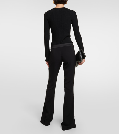 Balmain Button-embellished Crepe Wide-leg Pants In Black