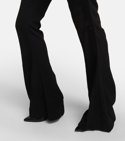 Balmain Button-embellished Crepe Wide-leg Pants In Black