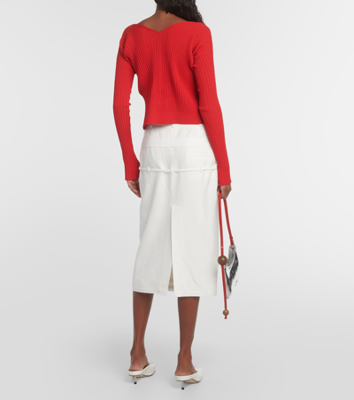 Shop Jacquemus La Maille Pralu Longue Cardigan In Red