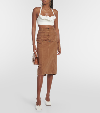 Jacquemus Le Bandeau Frivolli Ruffled Bra Top In White