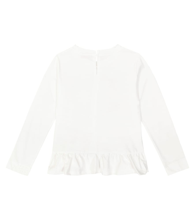 Monnalisa Printed Cotton Jersey Shirt In White